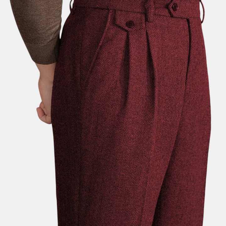 Men's Dress Trousers Slim Fit Vintage Flat-Front Tailored Smart-Casual Office Formal Everyday Edmund