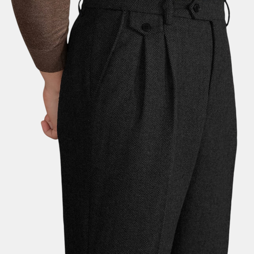 Men's Dress Trousers Slim Fit Vintage Flat-Front Tailored Smart-Casual Office Formal Everyday Edmund