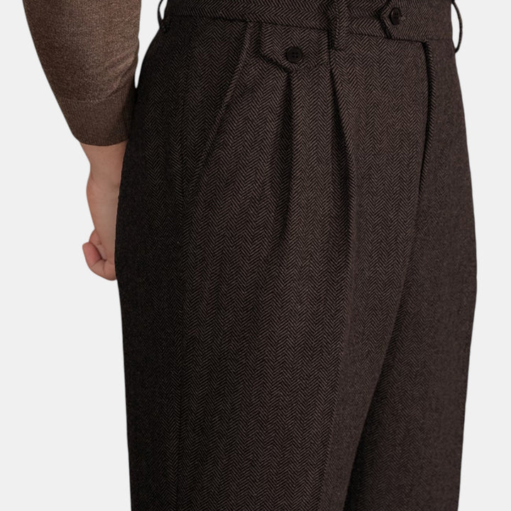 Men's Dress Trousers Slim Fit Vintage Flat-Front Tailored Smart-Casual Office Formal Everyday Edmund
