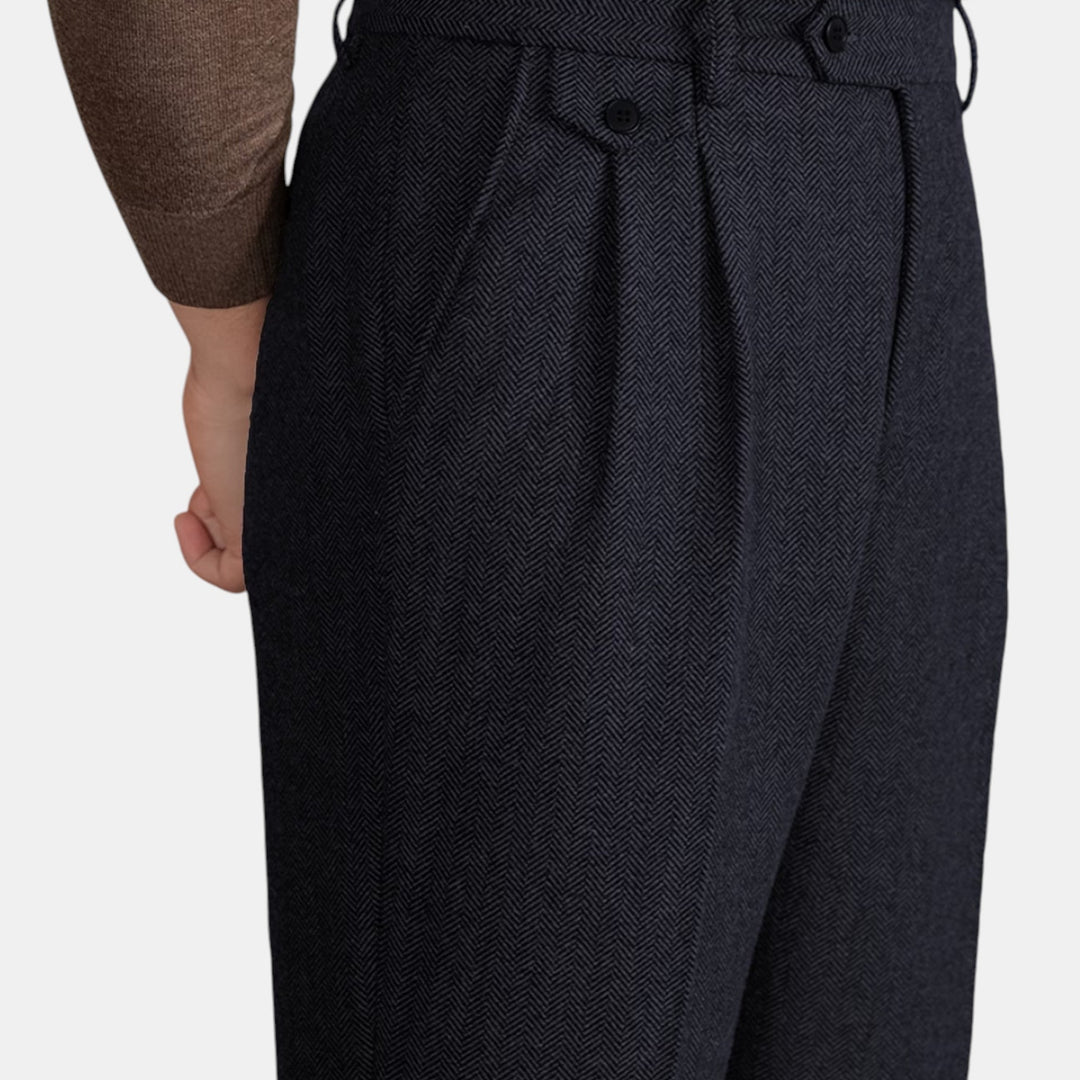 Men's Dress Trousers Slim Fit Vintage Flat-Front Tailored Smart-Casual Office Formal Everyday Edmund