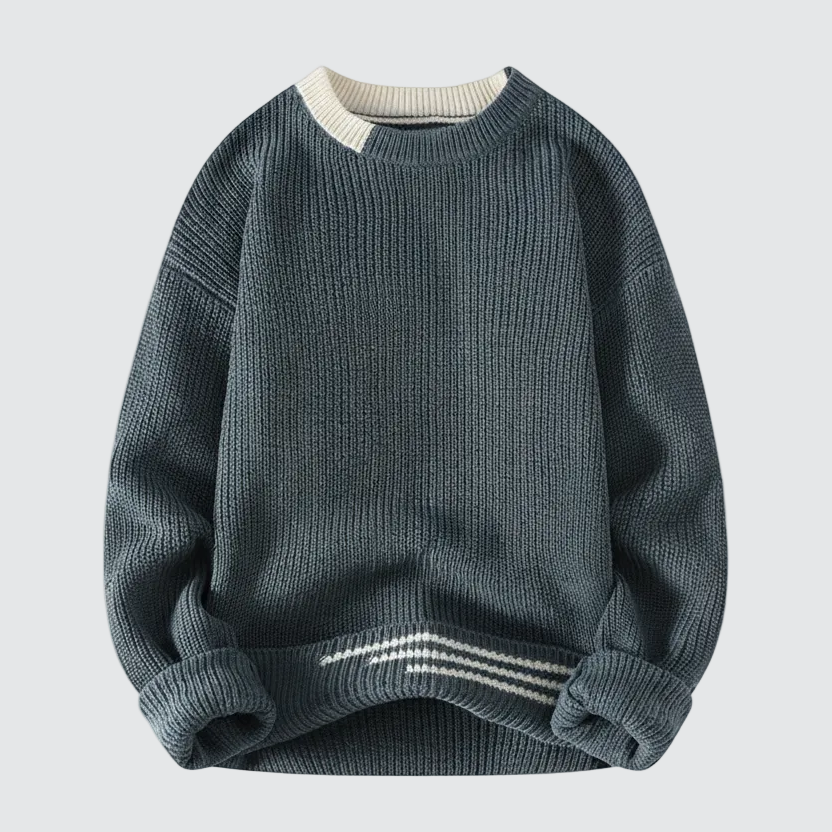 Men's Knitted Crewneck Pullover Casual Fit Long Sleeve Relaxed Style Everyday