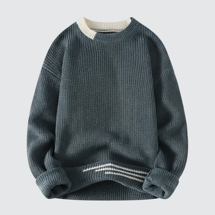 Men's Knitted Crewneck Pullover Casual Fit Long Sleeve Relaxed Style Everyday