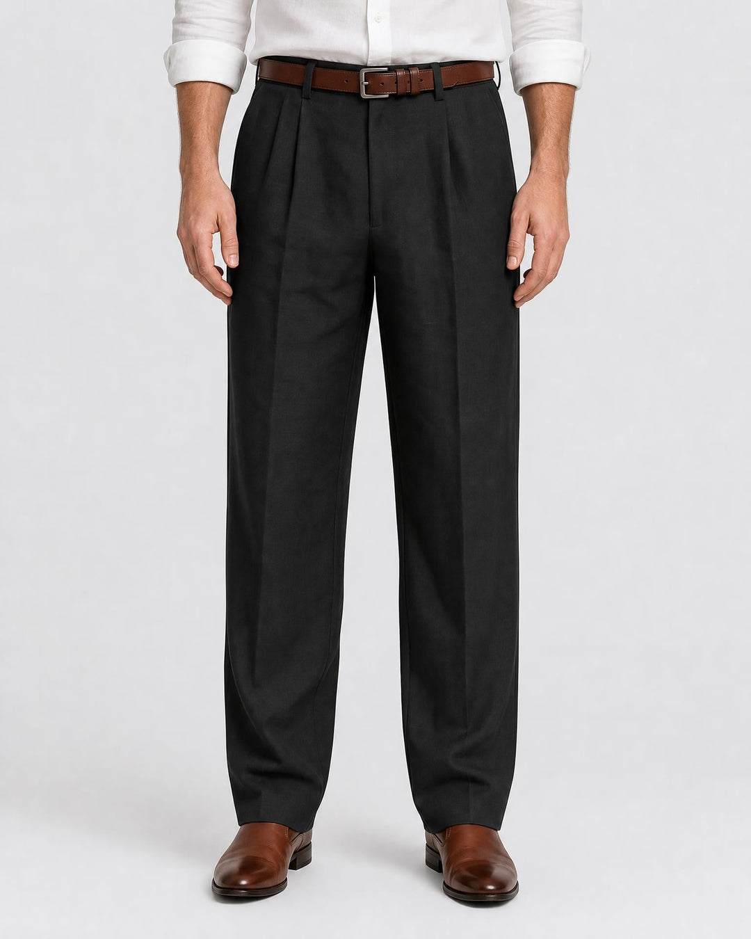 Men's Classic Pleated Trousers Regular Fit Smart-Casual Everyday Office