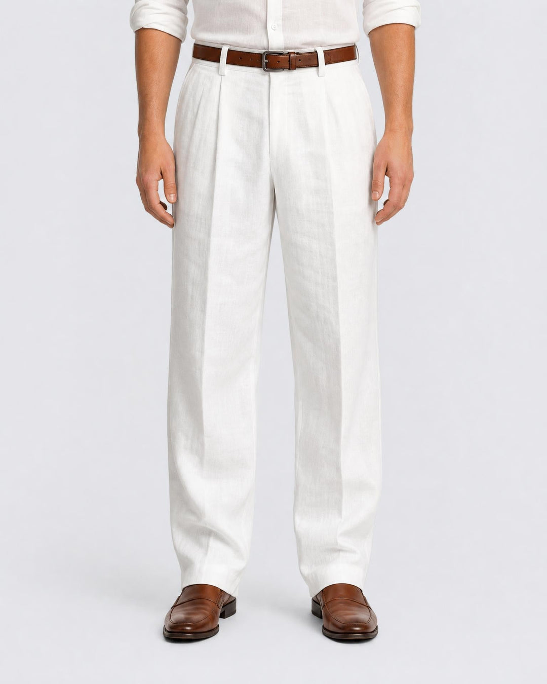 Men's Classic Pleated Trousers Regular Fit Smart-Casual Everyday Office