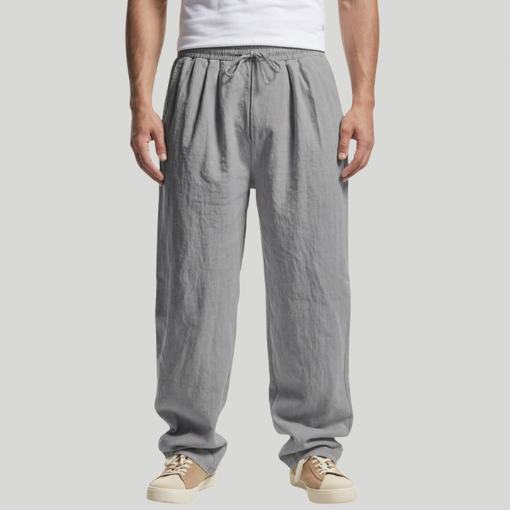 Men's Relaxed Drawstring Trousers Loose Fit Elastic Waist Casual Summer Everyday Lounge Oliver