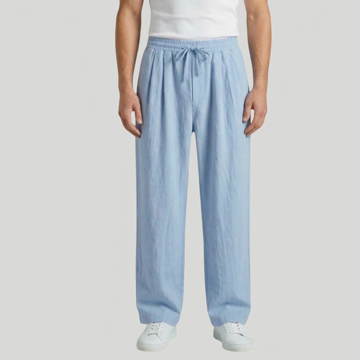 Men's Relaxed Drawstring Trousers Loose Fit Elastic Waist Casual Summer Everyday Lounge Oliver
