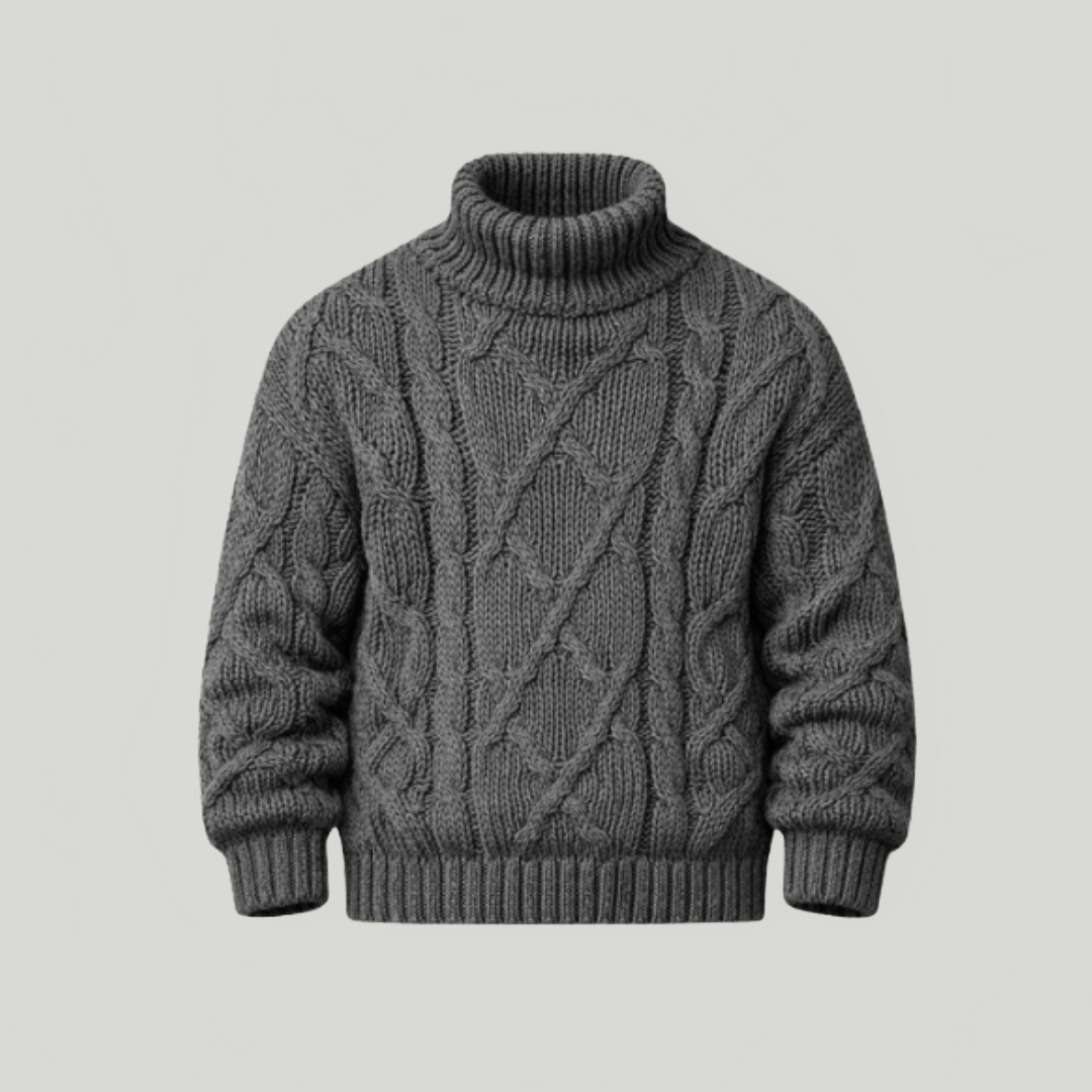 Men's Cable Knit Jumper Turtleneck Roll Neck Chunky Knitted Casual Autumn Winter Warm Layering Jack
