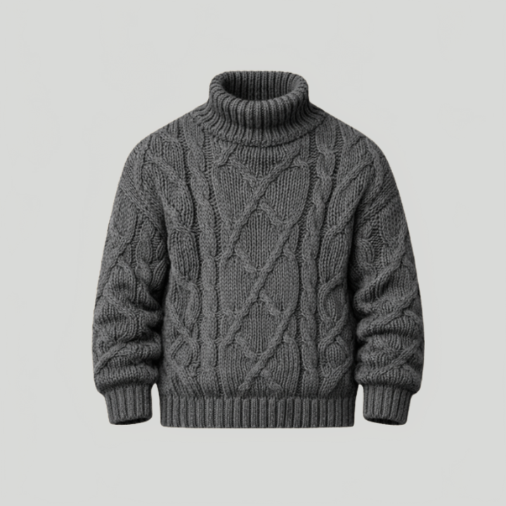 Men's Cable Knit Jumper Turtleneck Roll Neck Chunky Knitted Casual Autumn Winter Warm Layering Jack