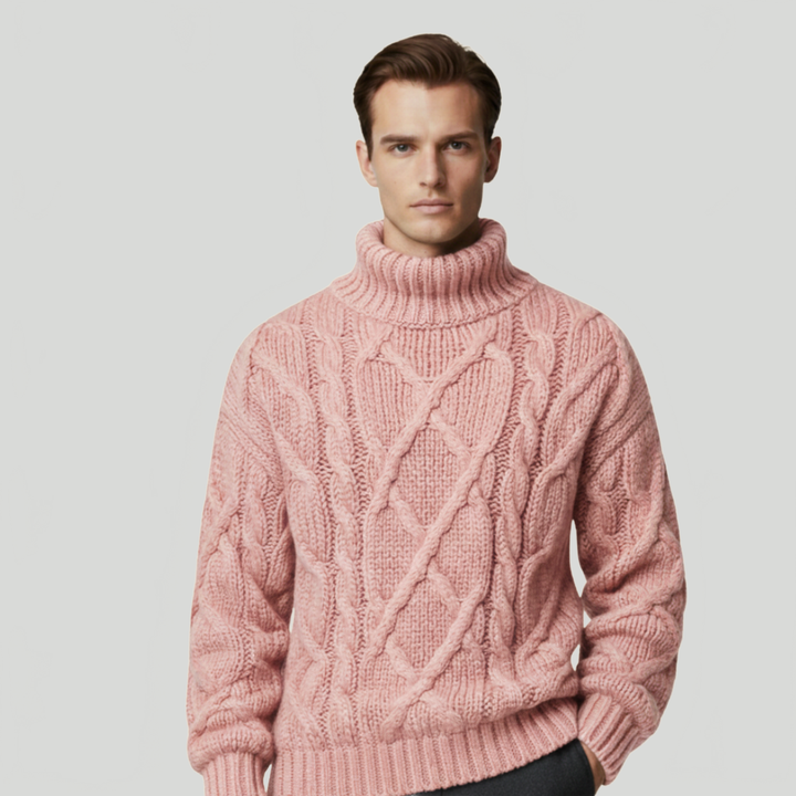 Men's Cable Knit Jumper Turtleneck Roll Neck Chunky Knitted Casual Autumn Winter Warm Layering Jack