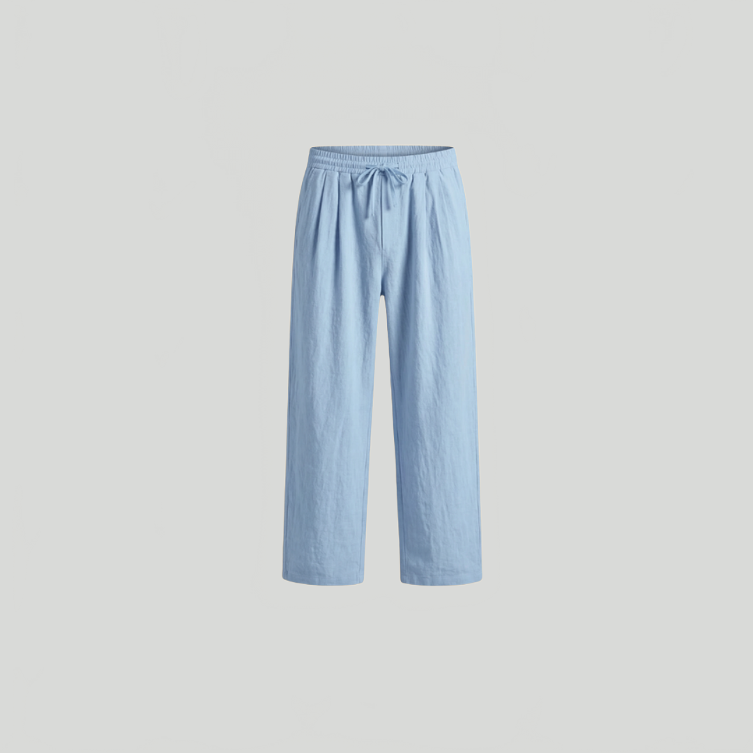 Men's Relaxed Drawstring Trousers Loose Fit Elastic Waist Casual Summer Everyday Lounge Oliver