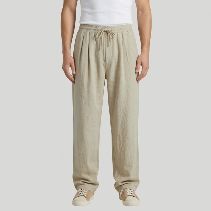 Men's Relaxed Drawstring Trousers Loose Fit Elastic Waist Casual Summer Everyday Lounge Oliver