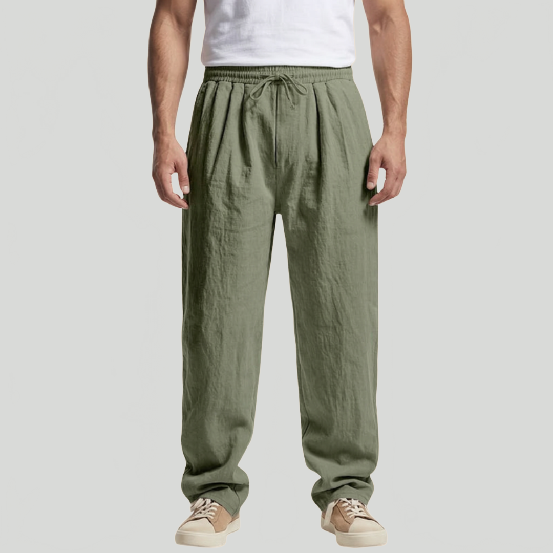 Men's Relaxed Drawstring Trousers Loose Fit Elastic Waist Casual Summer Everyday Lounge Oliver