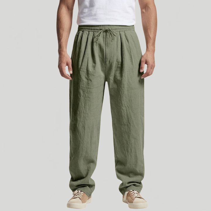 Men's Relaxed Drawstring Trousers Loose Fit Elastic Waist Casual Summer Everyday Lounge Oliver