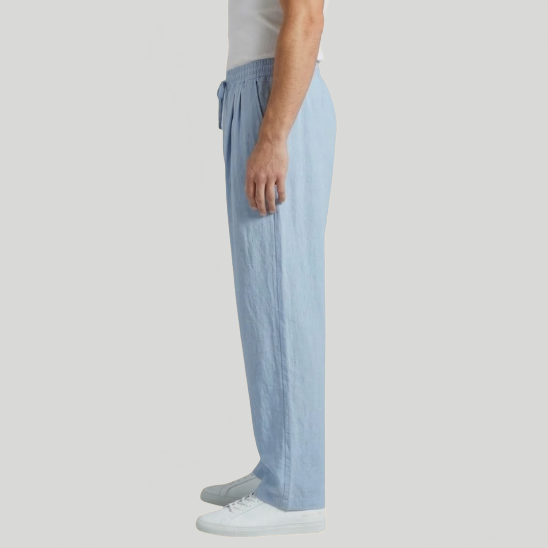 Men's Relaxed Drawstring Trousers Loose Fit Elastic Waist Casual Summer Everyday Lounge Oliver