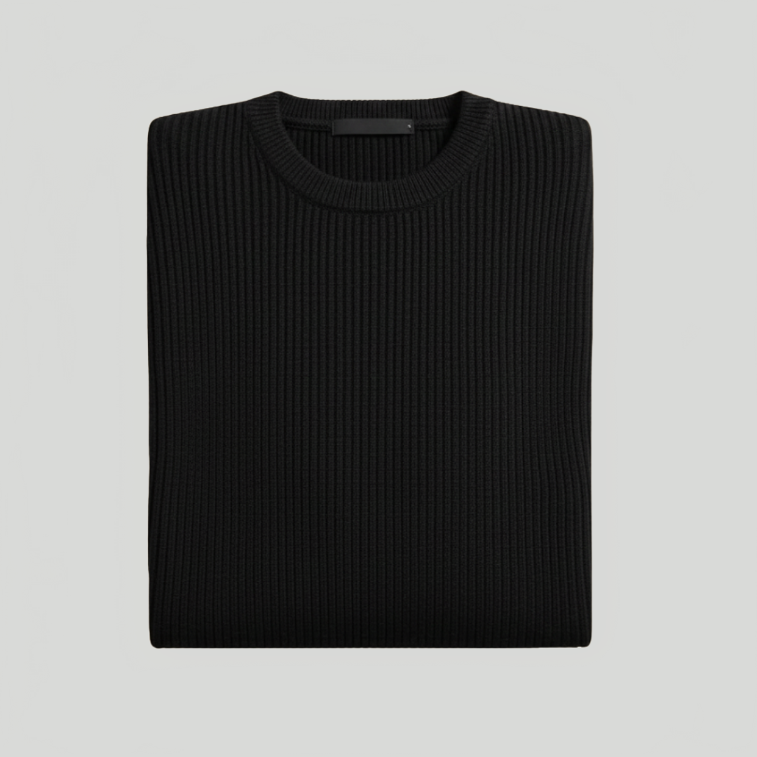Men's Ribbed Knit Jumper Crew Neck Knitted Pullover Casual Autumn Winter Warm Layering Everyday Max