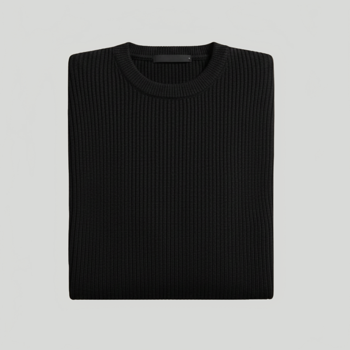 Men's Ribbed Knit Jumper Crew Neck Knitted Pullover Casual Autumn Winter Warm Layering Everyday Max