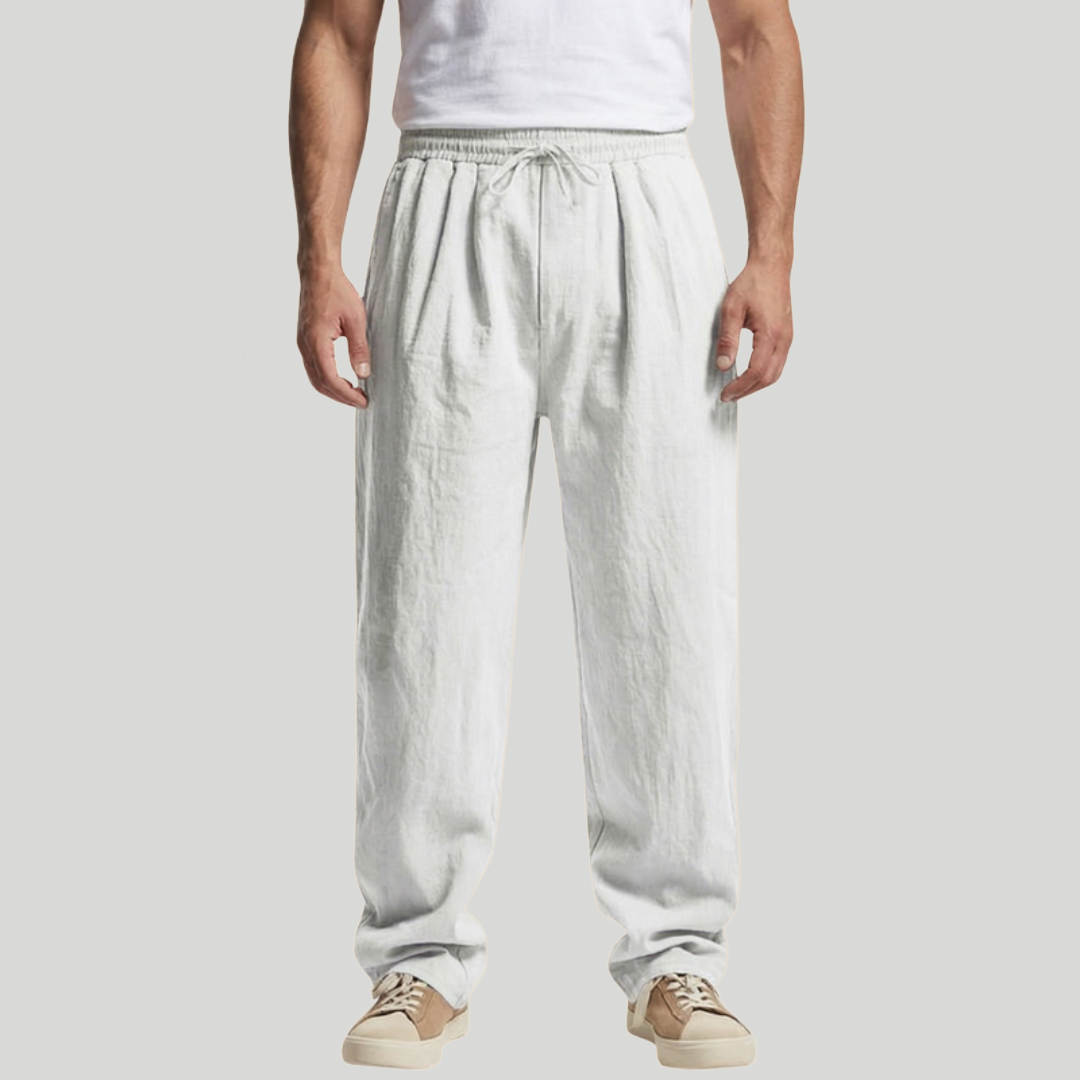Men's Relaxed Drawstring Trousers Loose Fit Elastic Waist Casual Summer Everyday Lounge Oliver