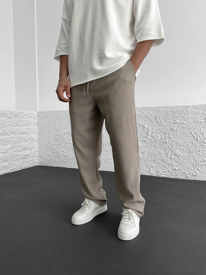 Men's Wide-Leg Pants Baggy Stretch Waist Relaxed Fit Casual Everyday