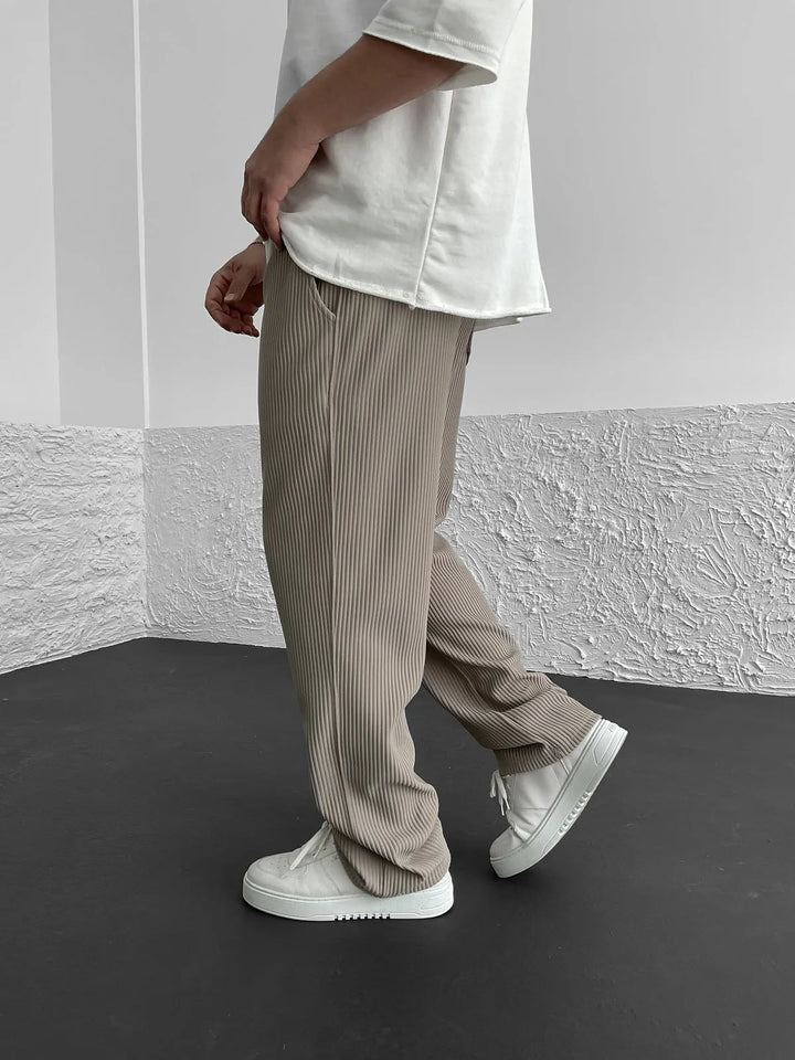 Men's Wide-Leg Pants Baggy Stretch Waist Relaxed Fit Casual Everyday