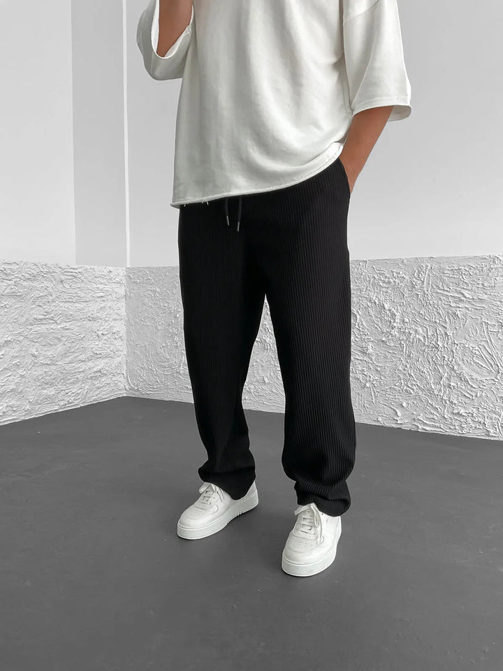 Men's Wide-Leg Pants Baggy Stretch Waist Relaxed Fit Casual Everyday