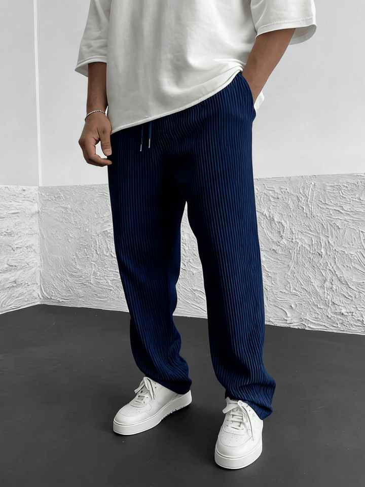 Men's Wide-Leg Pants Baggy Stretch Waist Relaxed Fit Casual Everyday
