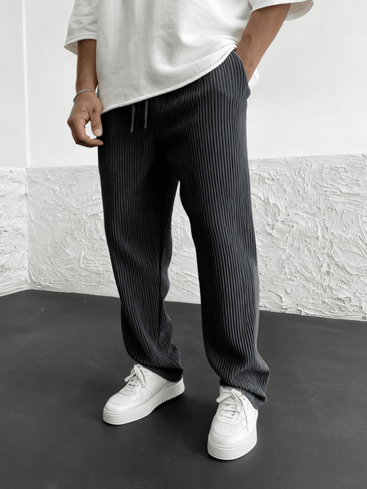 Men's Wide-Leg Pants Baggy Stretch Waist Relaxed Fit Casual Everyday