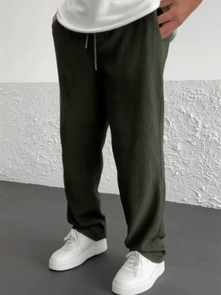 Men's Wide-Leg Pants Baggy Stretch Waist Relaxed Fit Casual Everyday