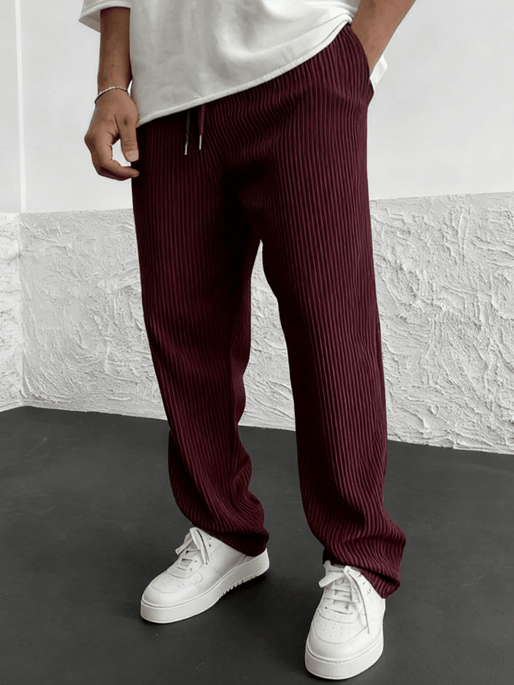 Men's Wide-Leg Pants Baggy Stretch Waist Relaxed Fit Casual Everyday