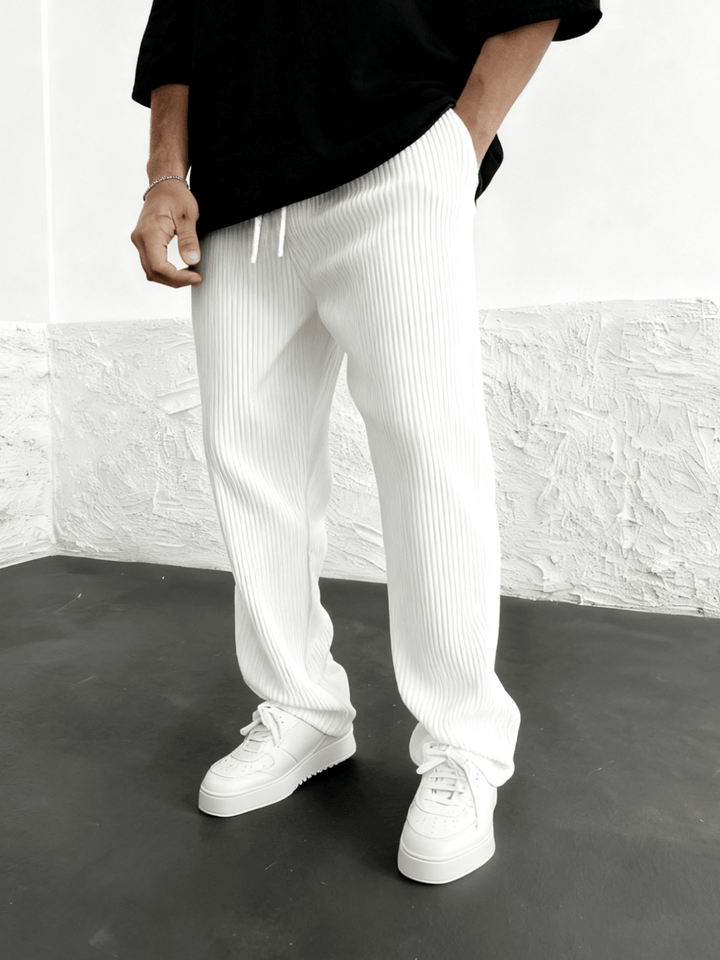 Men's Wide-Leg Pants Baggy Stretch Waist Relaxed Fit Casual Everyday