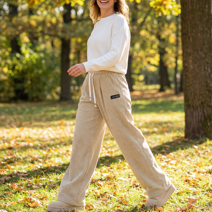 Loravie | Drawstring Wide-Leg Corduroy Pants