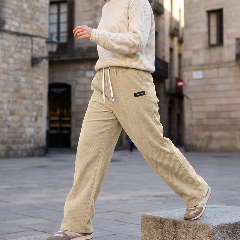 Loravie | Drawstring Wide-Leg Corduroy Pants