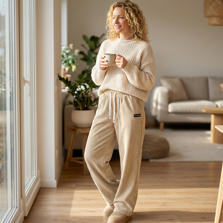 Loravie | Drawstring Wide-Leg Corduroy Pants