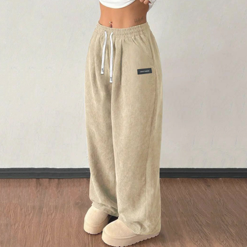 Loravie | Drawstring Wide-Leg Corduroy Pants