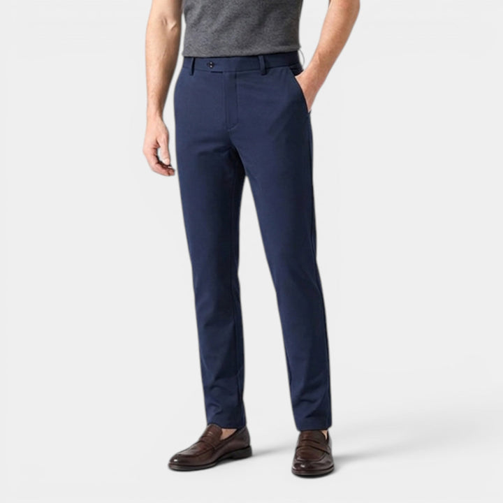 Men's Classic Trousers Lightweight Tapered Flat-Front Smart-Casual Office Everyday Tailored Formal Miles