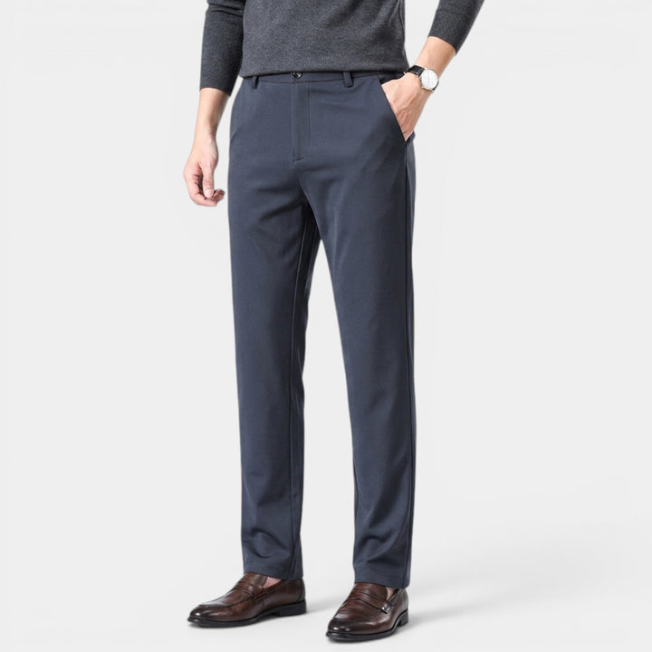 Men's Classic Trousers Lightweight Tapered Flat-Front Smart-Casual Office Everyday Tailored Formal Miles