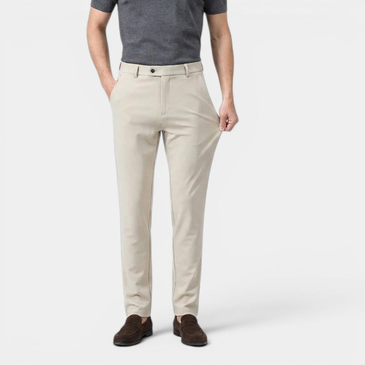 Men's Classic Trousers Lightweight Tapered Flat-Front Smart-Casual Office Everyday Tailored Formal Miles
