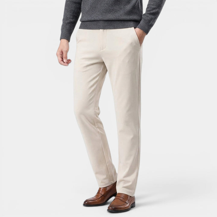 Men's Classic Trousers Lightweight Tapered Flat-Front Smart-Casual Office Everyday Tailored Formal Miles