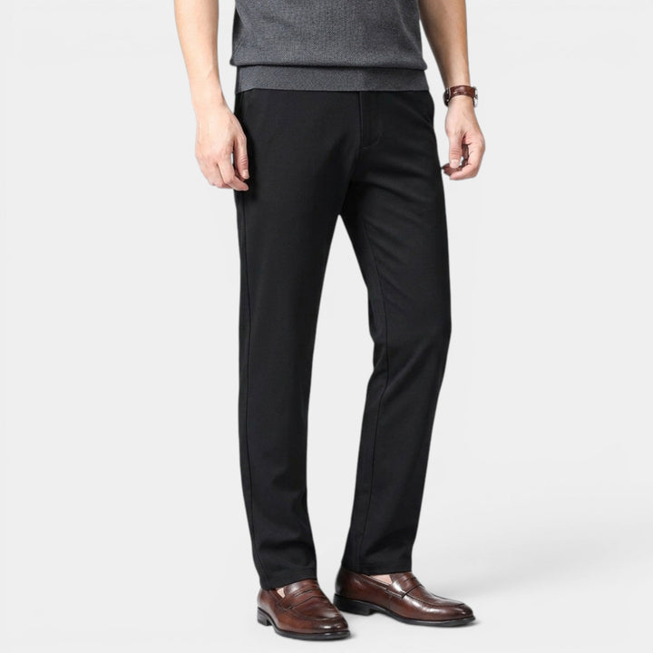 Men's Classic Trousers Lightweight Tapered Flat-Front Smart-Casual Office Everyday Tailored Formal Miles