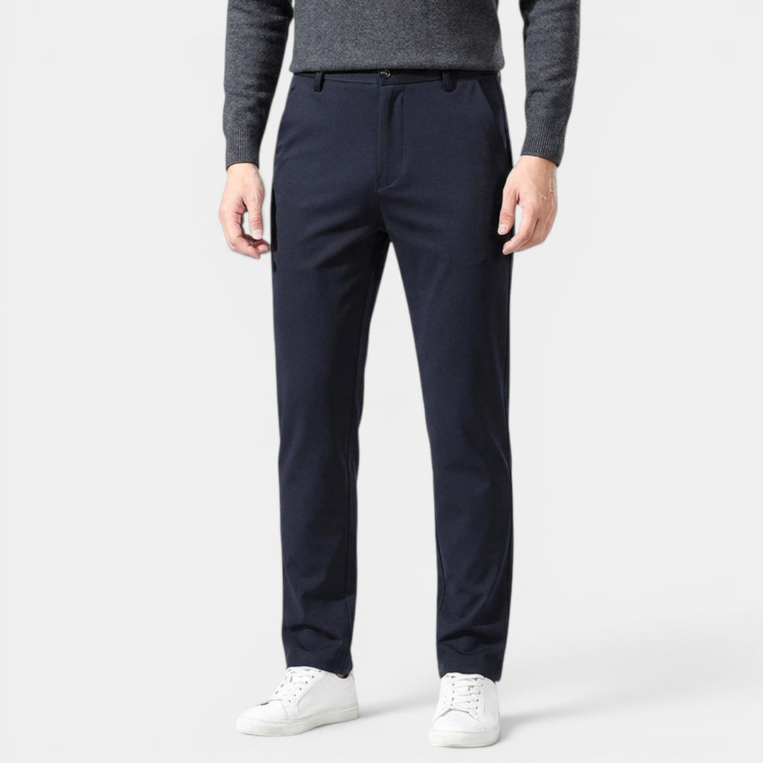 Men's Classic Trousers Lightweight Tapered Flat-Front Smart-Casual Office Everyday Tailored Formal Miles