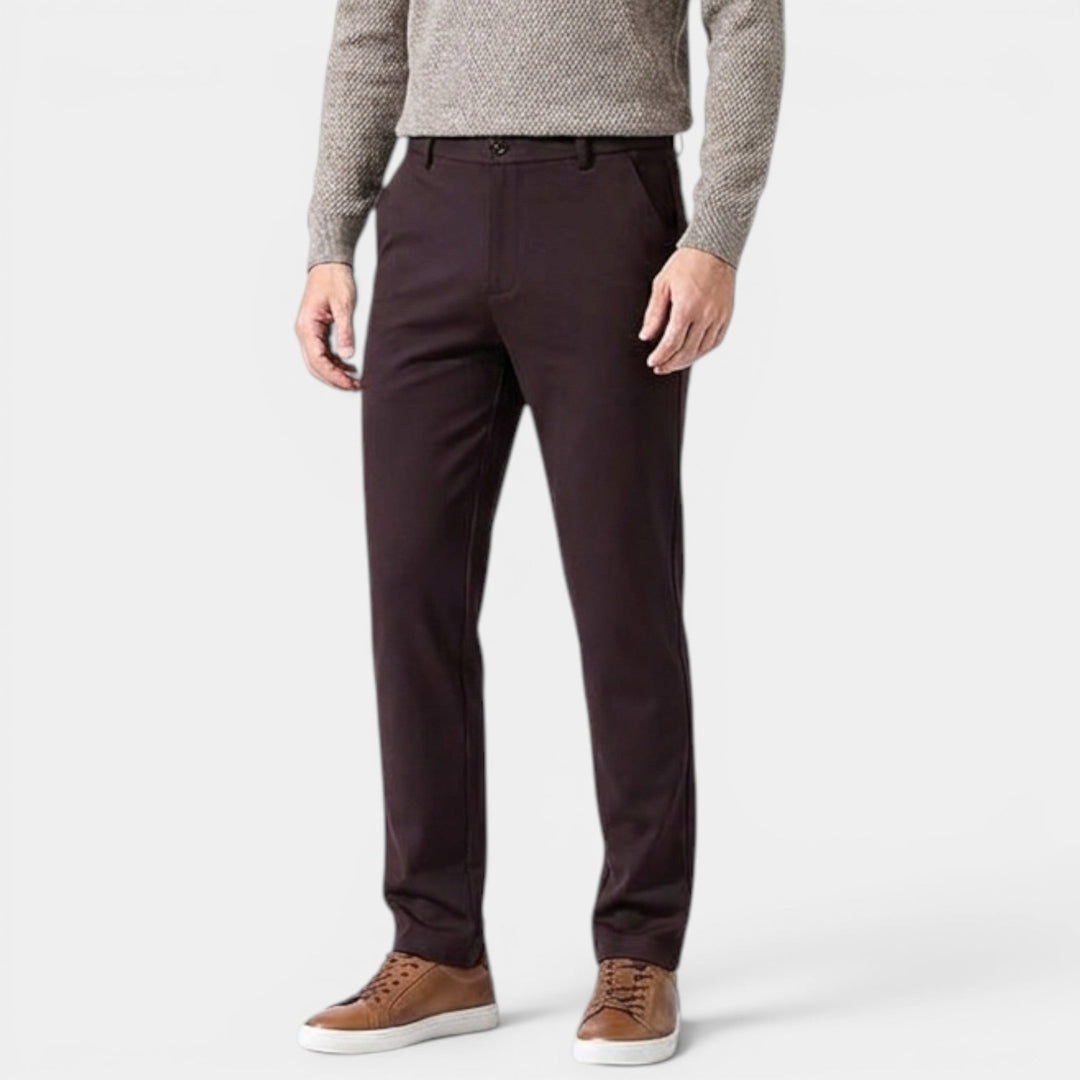 Men's Classic Trousers Lightweight Tapered Flat-Front Smart-Casual Office Everyday Tailored Formal Miles