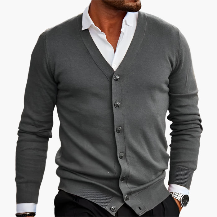 Men's V-Neck Cardigan Button-Up Knitted Ribbed Layering Casual Smart-Casual Office Everyday Warm Soft Versatile