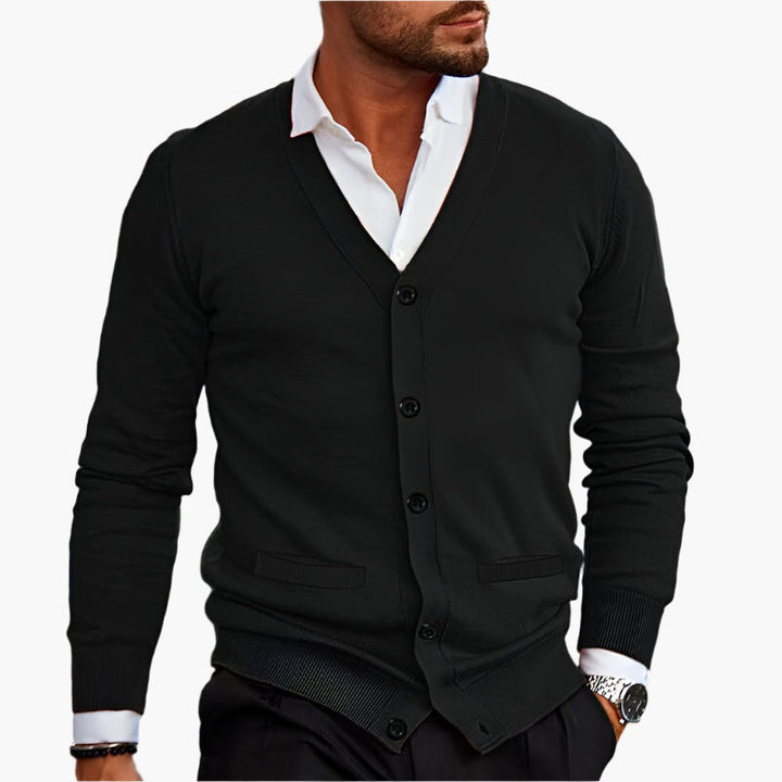 Men's V-Neck Cardigan Button-Up Knitted Ribbed Layering Casual Smart-Casual Office Everyday Warm Soft Versatile