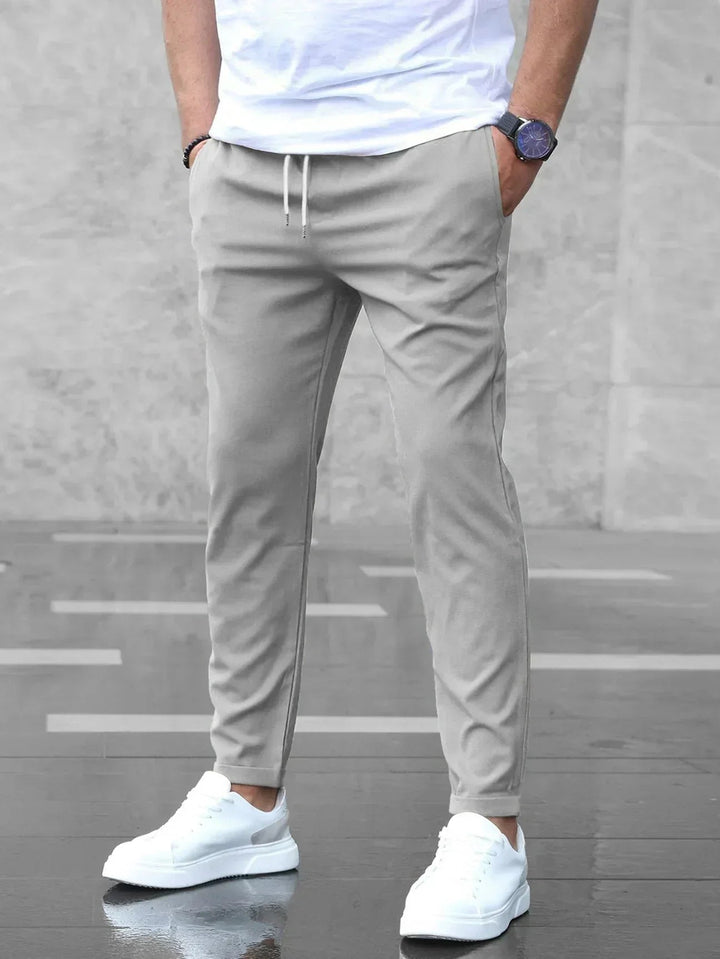 Men's Stretch Trousers Regular Fit Flat-Front Tapered Smart-Casual Office Everyday Tailored Versatile Ripley