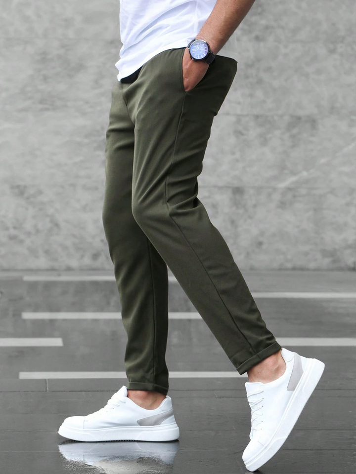 Men's Stretch Trousers Regular Fit Flat-Front Tapered Smart-Casual Office Everyday Tailored Versatile Ripley