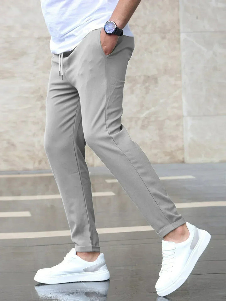 Men's Stretch Trousers Regular Fit Flat-Front Tapered Smart-Casual Office Everyday Tailored Versatile Ripley
