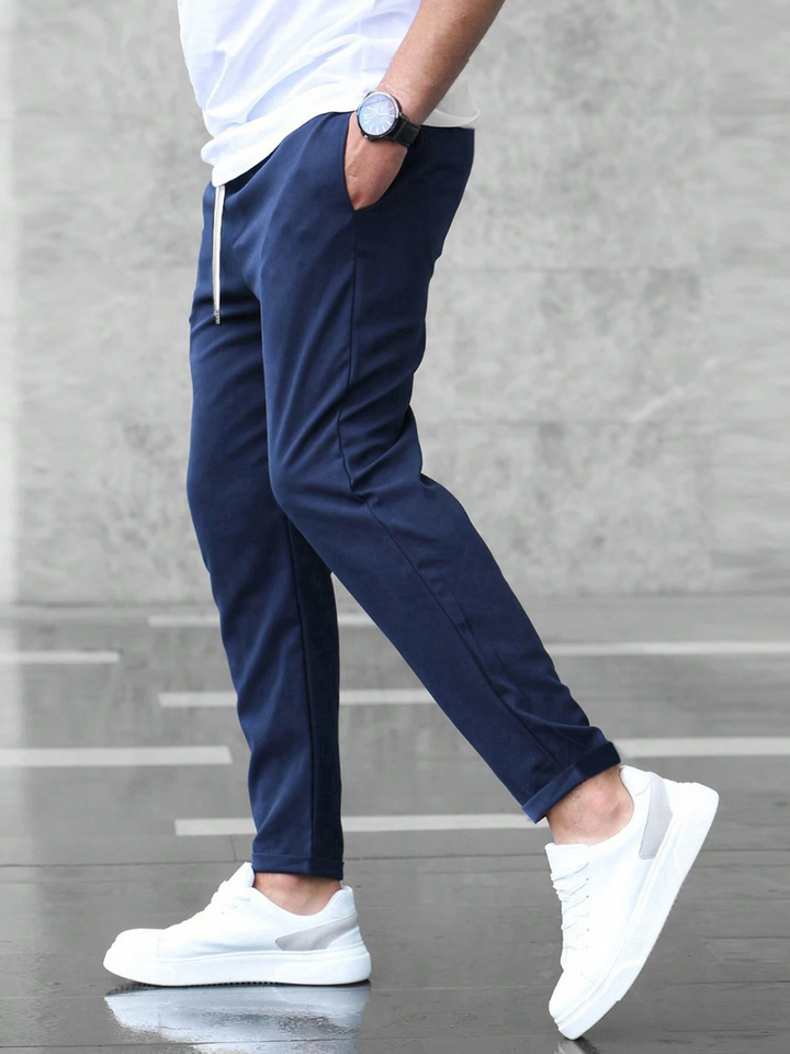 Men's Stretch Trousers Regular Fit Flat-Front Tapered Smart-Casual Office Everyday Tailored Versatile Ripley