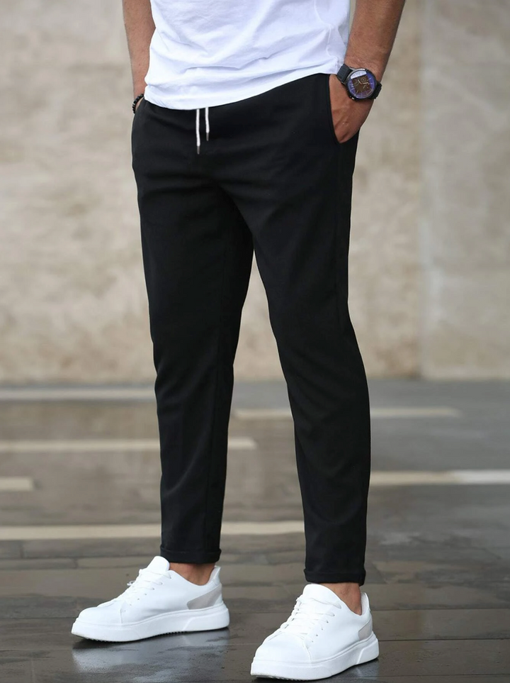 Men's Stretch Trousers Regular Fit Flat-Front Tapered Smart-Casual Office Everyday Tailored Versatile Ripley