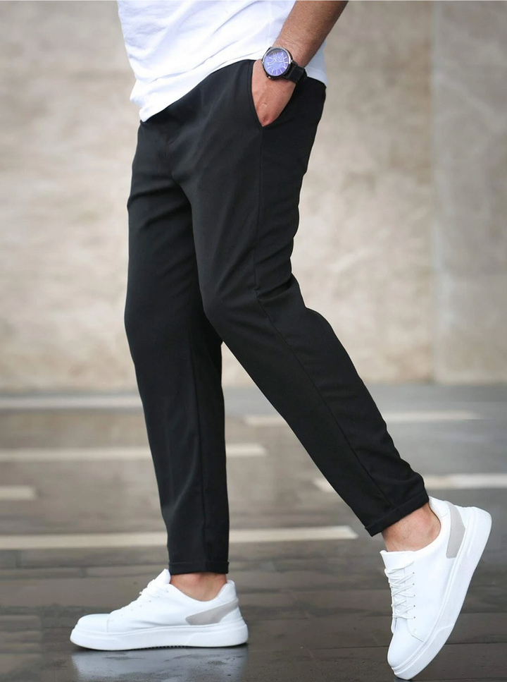 Men's Stretch Trousers Regular Fit Flat-Front Tapered Smart-Casual Office Everyday Tailored Versatile Ripley