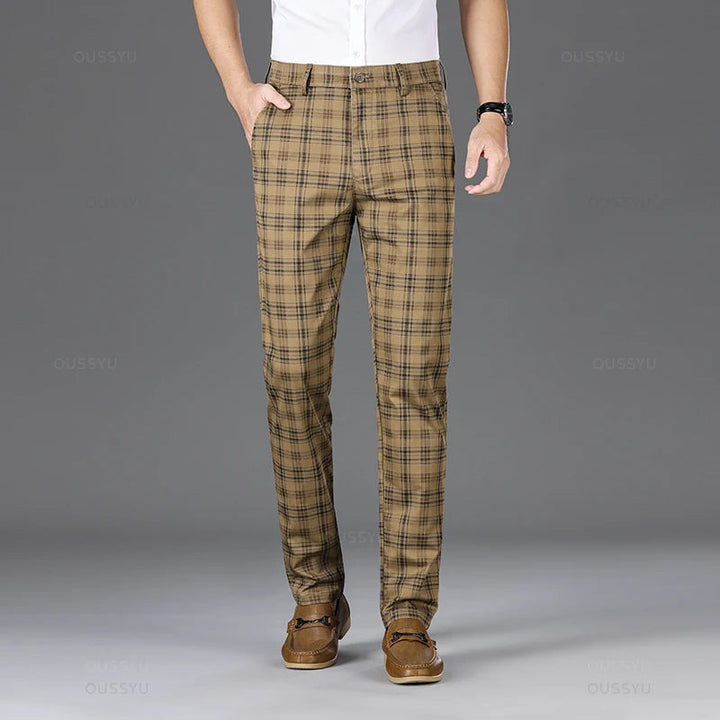 Men's Classic Checked Trousers Tailored Fit Formal Occasion Smart-Casual