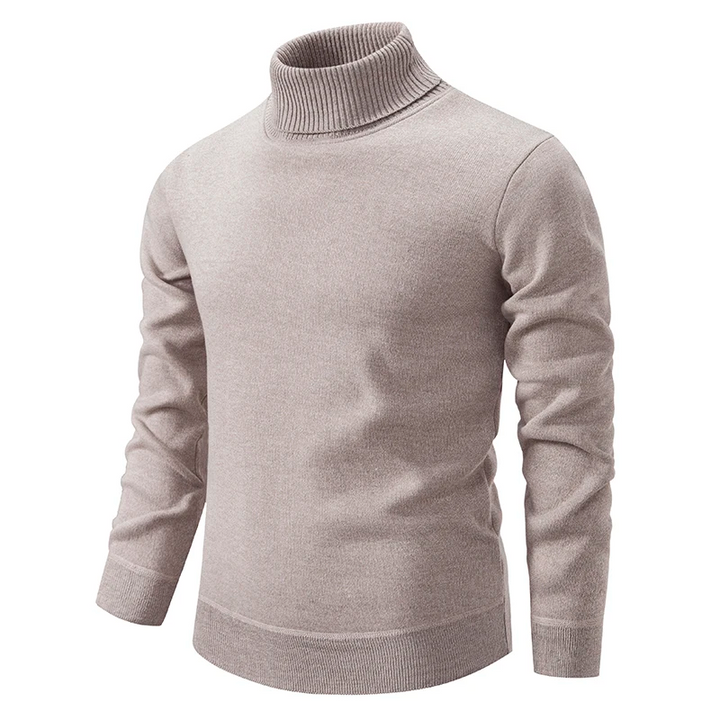 Men's Knit Turtleneck Sweater Slim Fit Long-Sleeve Ribbed Roll-Neck Casual Smart-Casual Layering Autumn Winter Everyday Wear